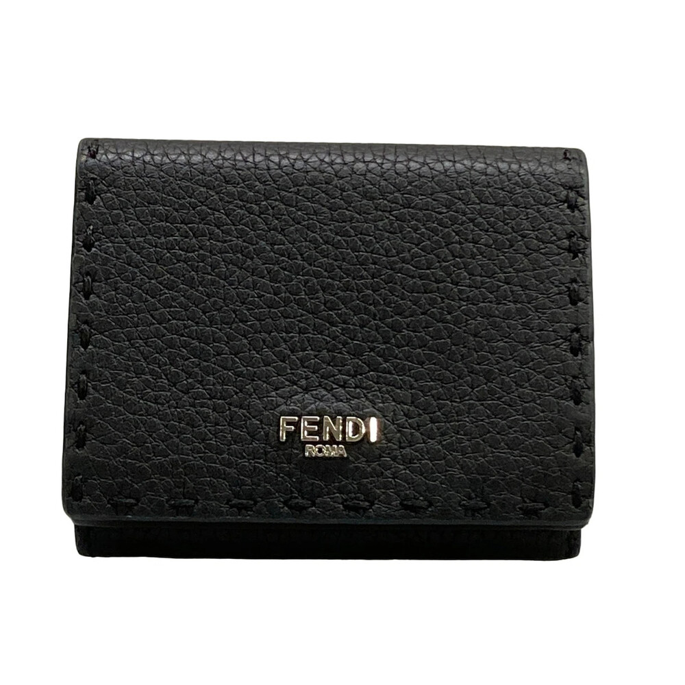 Fendi Black Leather Trifold Wallet #339861F83B